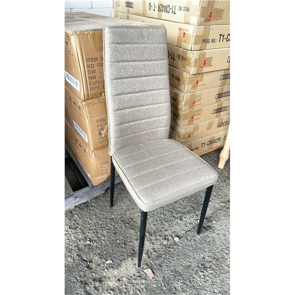 BOX OF 6 KD FURNITURE BROWN FABRIC DINING CHAIRS WITH BLACK LEGS - C1MM012S - O