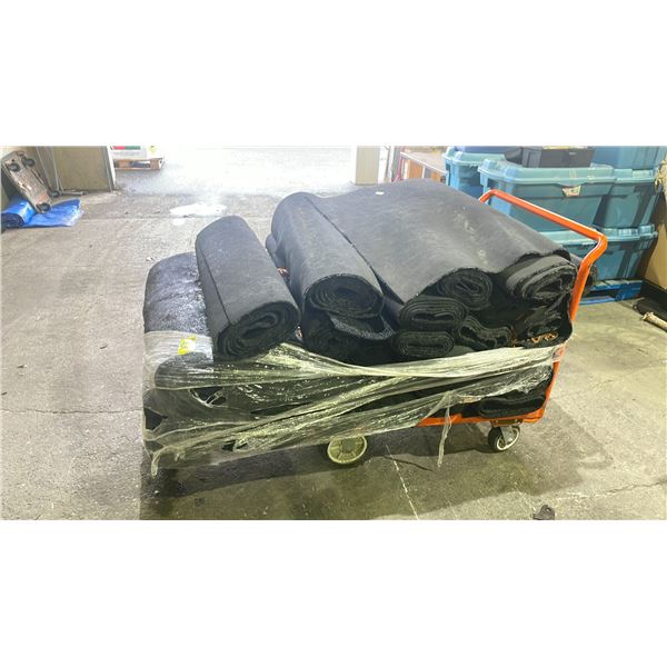 CART OF DARK GREY/BLACK HALLWAY RUNNER CARPETS *CART NOT INCLUDED*