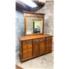 Image 2 : WOODEN 9 DRAWER/2 DOOR DRESSER WITH MIRROR 81"T (INCLUDING MIRROR) X 66"W X 18"D