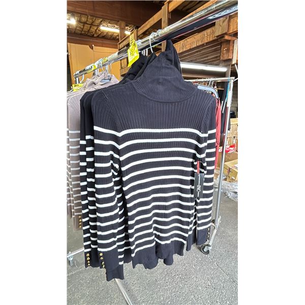 (5) INTERNATIONAL INC COMPANY LADIES STRIPED BLACK TURTLENECK SWEATERS (ASSORTED SIZES)