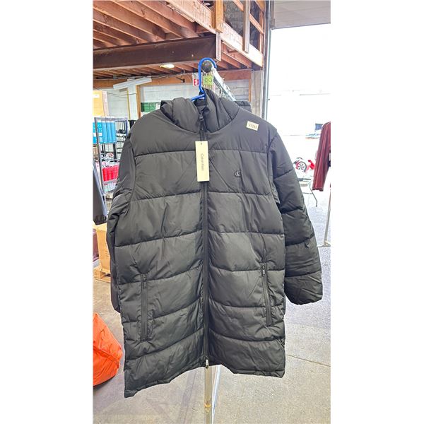 CALVIN KLEIN BLACK SIZE M LONG PUFFER COAT