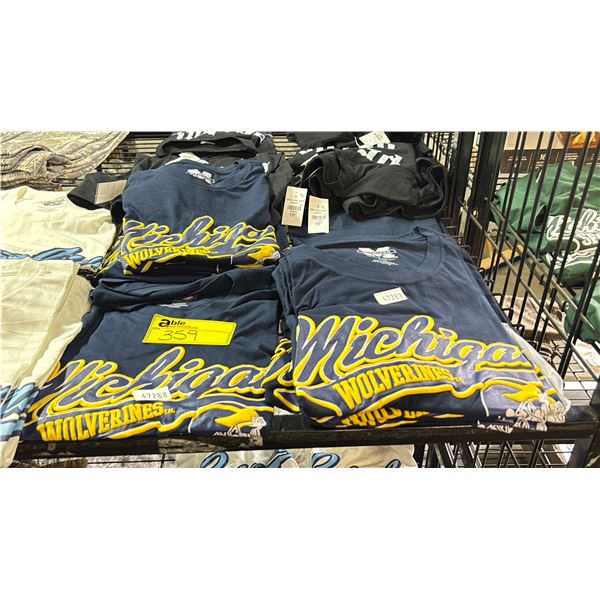 (14) BLUE MICHIGAN WOLVERINES T-SHIRTS (ASSORTED SIZES)
