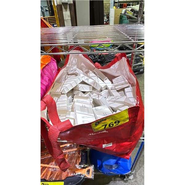 BAG OF IPHONE USB ADAPTERS & USB TO LIGHTNING POWER CABLE SETS