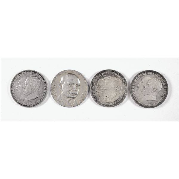 Group of (4) Graf Zeppelin Related Silver Medals, 1928-1929,