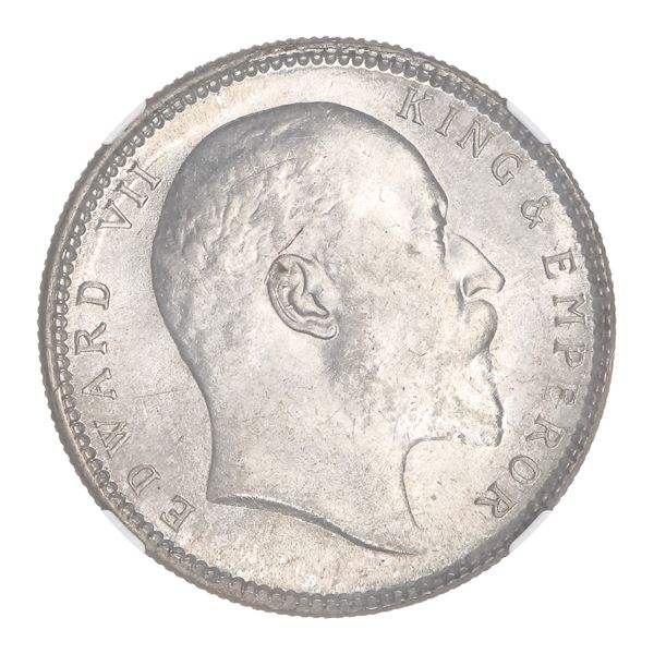1906 Indian Rupee Edward VII Silver Coin British Empire Graded NGC MS62,