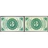 Image 2 : Fr. 1227 3& cent; Third Issue Lot of 2 Notes, both with Light Background (Fr-1227),