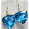 Image 1 : 10K(2.74G), BLUE TOPAZ (12.5CT)EARRINGS,  SUGGESTED RETAIL  VALUE $1600