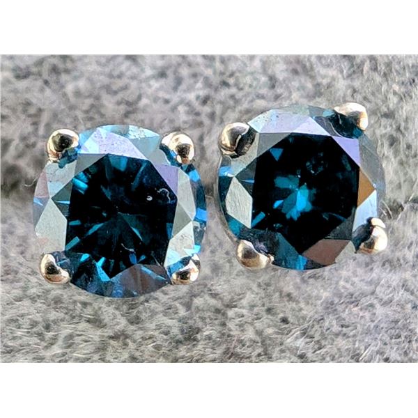 10K(0.72G), LAB BLUE DIAMOND  (0.86CT) EARRINGS,  SUGGESTED RETAIL VALUE $1400