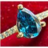 Image 2 : 10K(1.79G), LAB BLUE DIAMOND (0.6CT), MOISSANITE (0.08CT)RING, SIZE 6.5, APPRAISED INSURANCE $1700