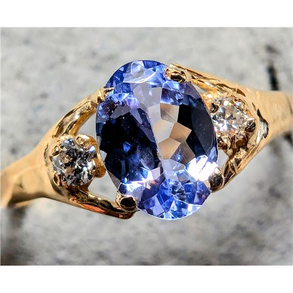 10K YELLOW GOLD 1.3G TANZANITE 0.9CT + DIA 0.05CT  RING (~SIZE 6.5) APPRAISED  INSURANCE VALUE $1...