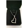 Image 1 : NEW PLATINUM PLATED 34MM SIMULATED DIAMOND(CZ) HEART NECKLACE, ADJUSTABLE CHAIN 16"-18" LONG
