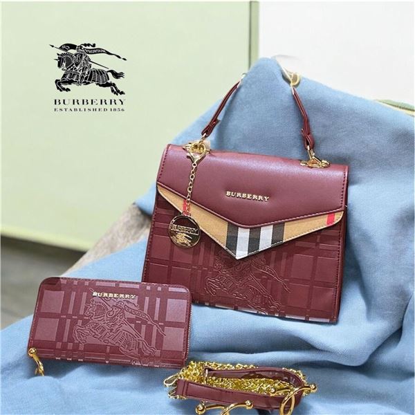 BURBERRY HIGH END SIDE SLING BAG & WALLET COMBO REPLICA SET, WITH DUSTCOVER