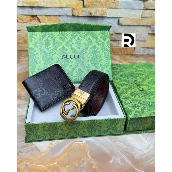 GUCCI BELT AND WALLET COMBO SET, HIGH QUALITY REPLICA, WITH BOX