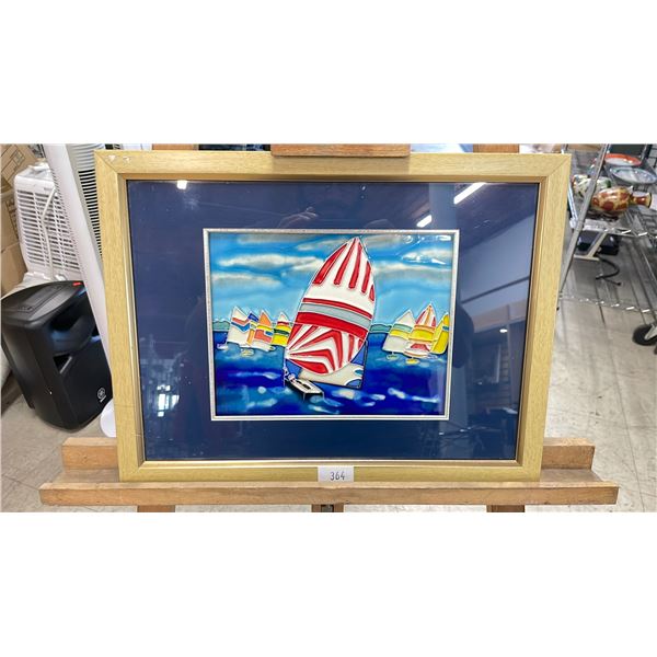 FRAMED CERAMIC ART PAINTING 16.5" X 12.5"