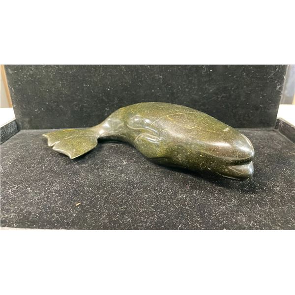 HAND CARVED INUIT SOAP STONE BELUGA WHALE 9"