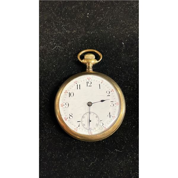 VINTAGE A.W.C. CO FORTUNE GOLD FILLED POCKET WATCH 942622 17 JEWELS (DOES NOT TICK, TIMER WORKS, NO