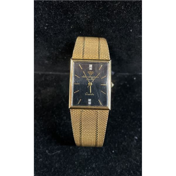 JULES JURGENSEN QUARTZ DIAMOND LADIES WRIST WATCH, STEEL BACK, BASE METAL BEZEL 4802 VINTAGE RADAR