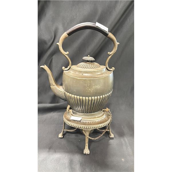 ANTIQUE COFFEE URN WITH 2 KEYS, POT, BASE & LIGHTING CHAMBER 15" X 10" X 6"
