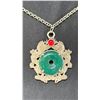 Image 2 : A NEPAL SPINACH GREEN DISC DRAGON PENDANT