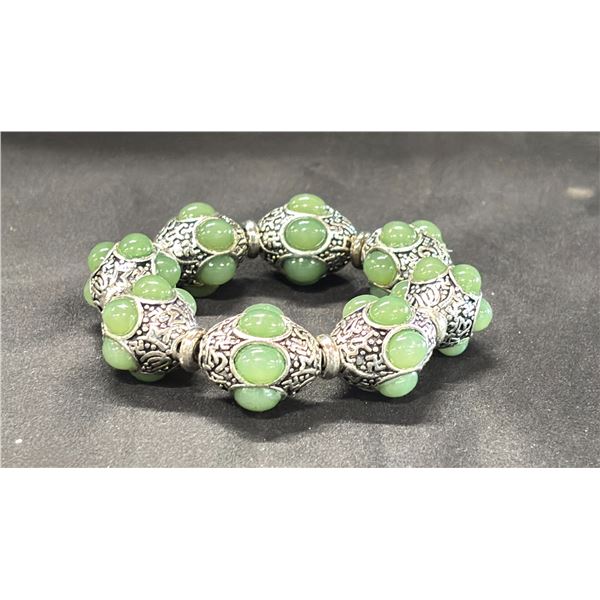 SPINACH GREEN INLAID PRAYER BRACELET
