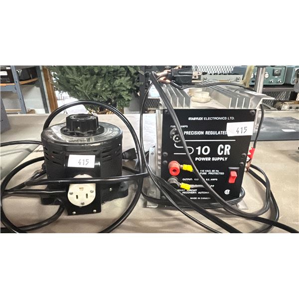 STABYLEX ELECTRONICS 10 CR POWER SUPPLY & VOLTAGE REGULATOR WITH POWER CORDS