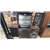 Image 1 : TOSHIBA STEREO, EMERSON VHS PLAYER, TOSHIBA RECORD PLAYER & TWO TOSHIBA SPEAKERS WITH STAND
