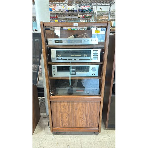 NEC STEREO SYSTEM WITH STEREO AMPLIFIER, CASSETTE DECK & REGA PLANET CD PLAYER WITH STAND