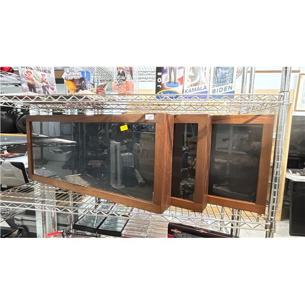 3 WOODEN GLASS FRONT MODEL TRAIN DISPLAY CASES