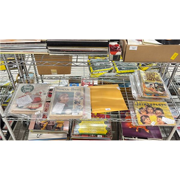 SHELF OF VARIOUS COMICS, WOMAN AND HOME MAGAZINES & FAMILY CIRCLE MAGAZINES