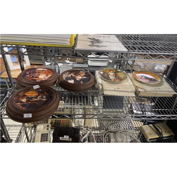 SHELF OF ASSORTED DECORATIVE PLATES