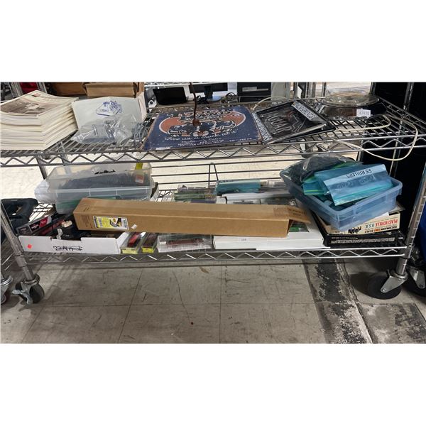 SHELF OF ASSORTED N SCALE MODEL TRAINS, N SCALE MODEL TRAIN TRACKS & MORE