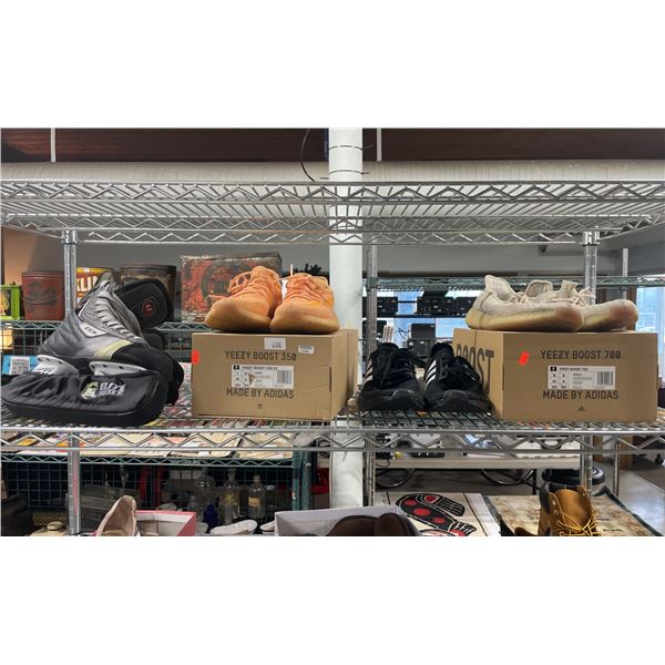 YEEZY BOOST SIZE 7 & 8.5, ADIDAS SIZE 9 & A PAIR OF CCM SIZE 7.5 HOCKEY SKATES
