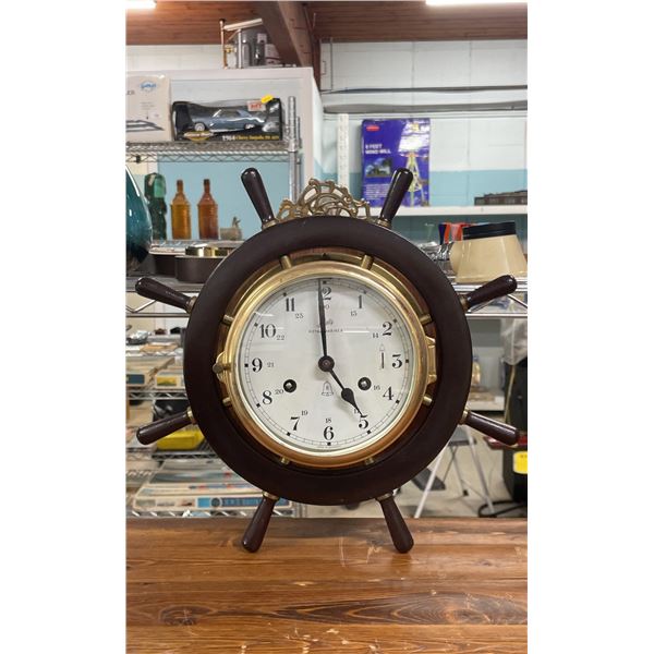 SCHATZ ROYAL MARINER SHIPS NAUTICAL WHEEL CLOCK