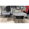Image 1 : HEIGHT ADJUSTABLE MARBLE COFFEE TABLE & MATCHING SIDE TABLE - COFFEE TABLE: 49"W X 30"D, SIDE