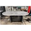 Image 2 : HEIGHT ADJUSTABLE MARBLE COFFEE TABLE & MATCHING SIDE TABLE - COFFEE TABLE: 49"W X 30"D, SIDE