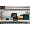 Image 1 : SHELF OF CANADIAN NATIONAL BOOKLETS, SHADOW BOX, BOX OF STATIONERY, STORAGE CONTAINERS & GLASS