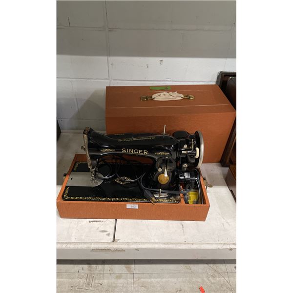 SINGER SEWING MACHINE WITH POWER CORD, FOOT PEDAL & CASE