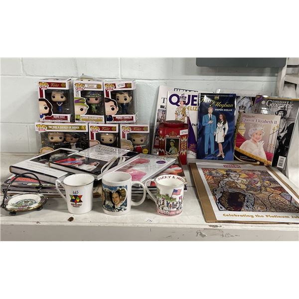 ASSORTED ROYAL FAMILY MEMORABILIA - FUNKO POP! FIGURINES, BOOKS, MAGAZINES & COFFEE MUGS