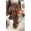 Image 2 : 4 ASSORTED WOODEN STATUES & WOVEN DECORATIVE BASKET