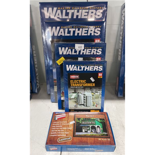 FIVE WALTHERS HO SCALE MODEL TRAIN SCENIC STRUCTURE KITS