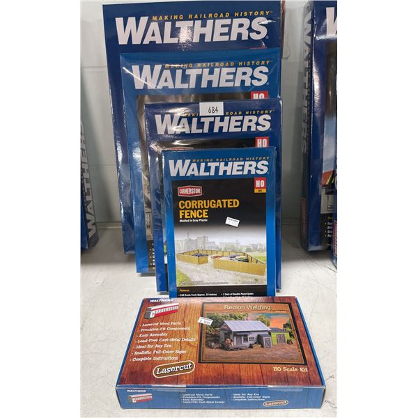 FIVE WALTHERS HO SCALE MODEL TRAIN SCENIC STRUCTURE KITS