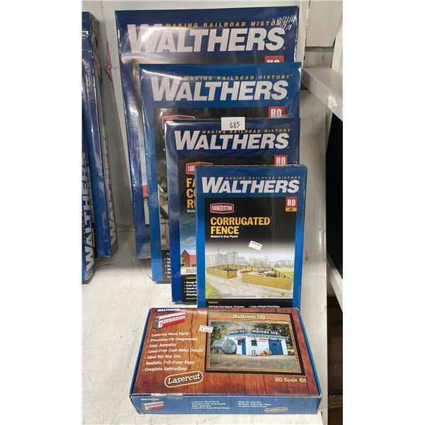 FIVE WALTHERS HO SCALE MODEL TRAIN SCENIC STRUCTURE KITS