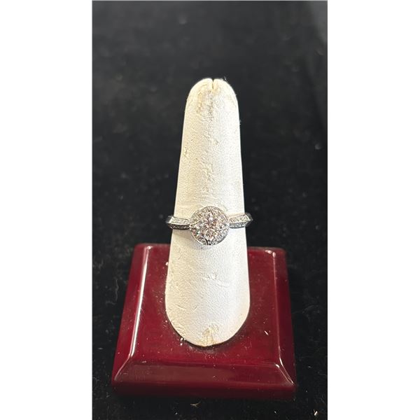 PLATINUM LADIES DIAMOND (0.57CT) SET RING 6 GRAMS, 32 DIAMONDS (0.18CT) WITH APPRAISED