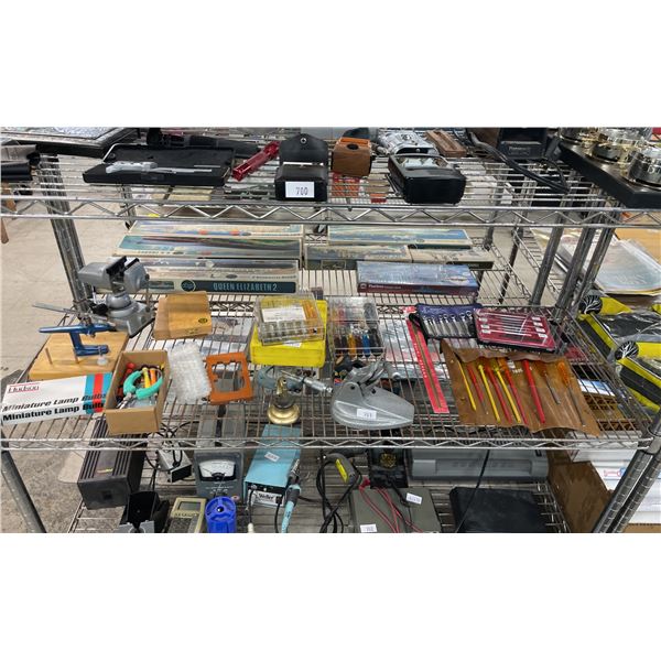 SHELF OF SCREWDRIVERS, COMBINATION WRENCHES, ALIGNMENT TOOL KIT & MORE