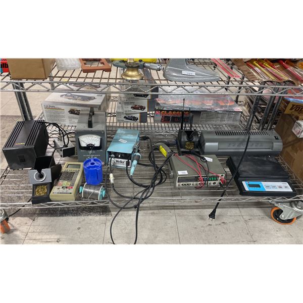 WELLER SOLDERING GUN, DUMMY LOAD WATTMETER, STAPLES LAMINATOR, SCALE, MICRONTA AUDIO RANGE DIGITAL