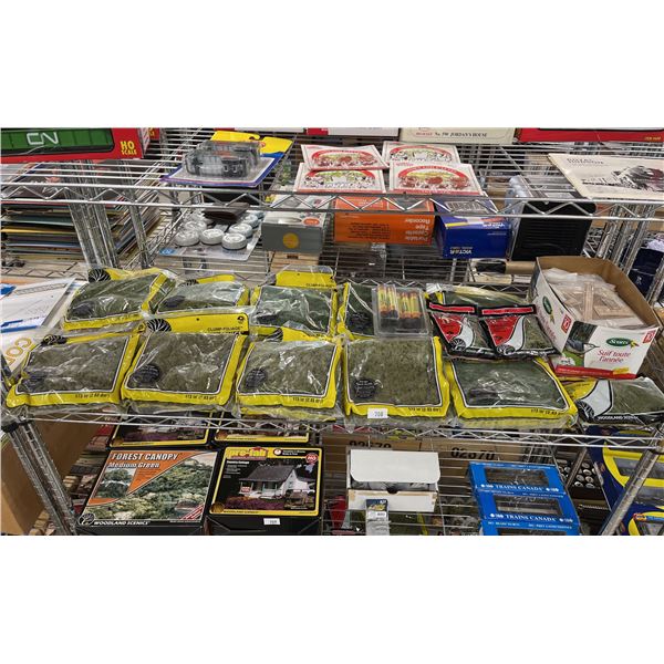 SHELF OF MODEL TRAIN SCENIC ACCESSORIES