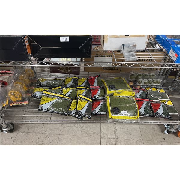 SHELF OF MODEL TRAIN SCENIC ACCESSORIES