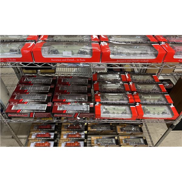 SHELF OF TRUELINE TRAINS HO SCALE MODEL TRAINS
