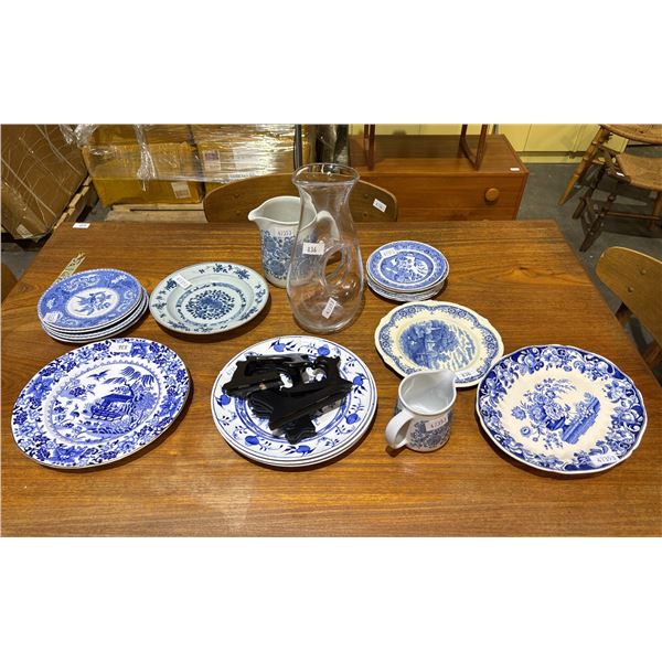 ASSORTED COLLECTIBLE PLATES, VASE, ARABIA CREAM DISH & MORE