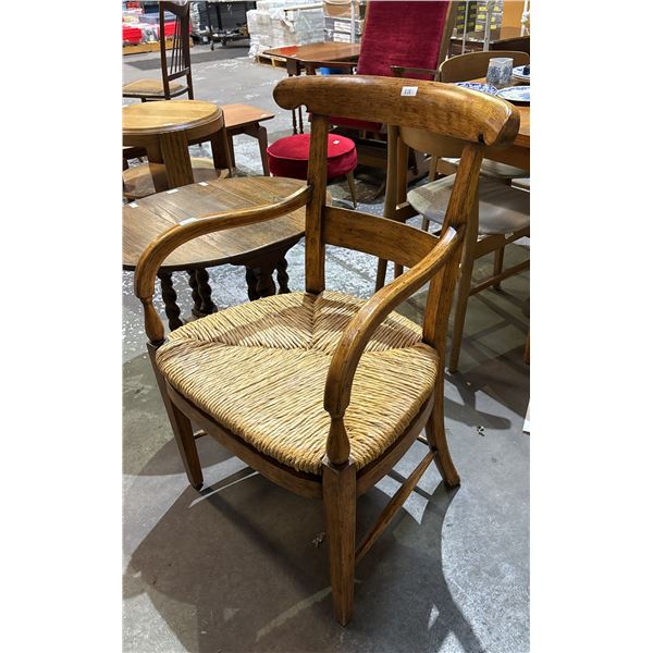 ANTIQUE WOOD & WICKER CHAIR